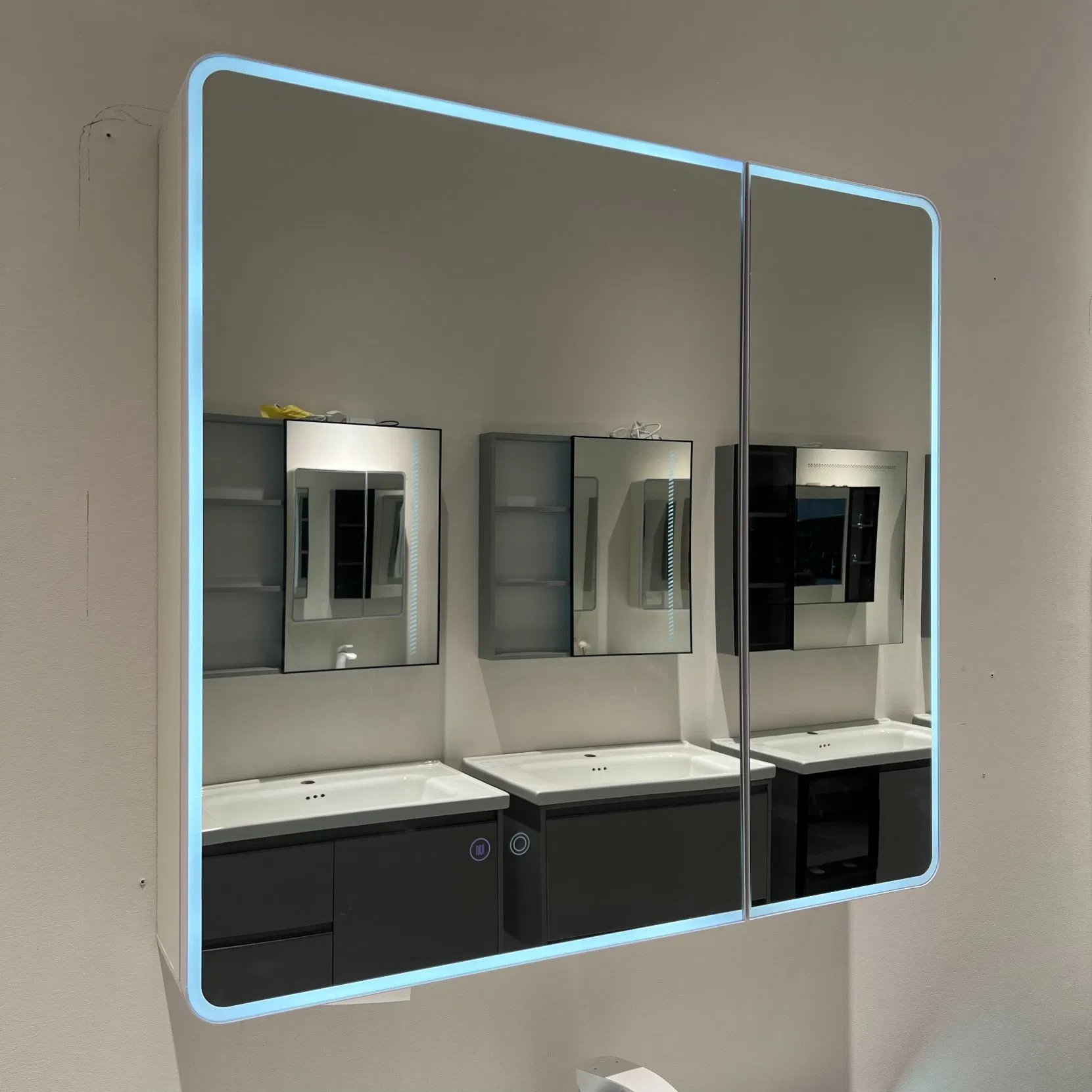 80cm Minimalist Stripe Design PVC Bathroom Cabinet