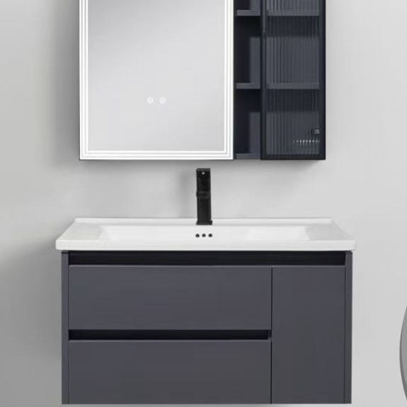Jf Modern Bathroom Cabinet with Ceramic Basin Mirror