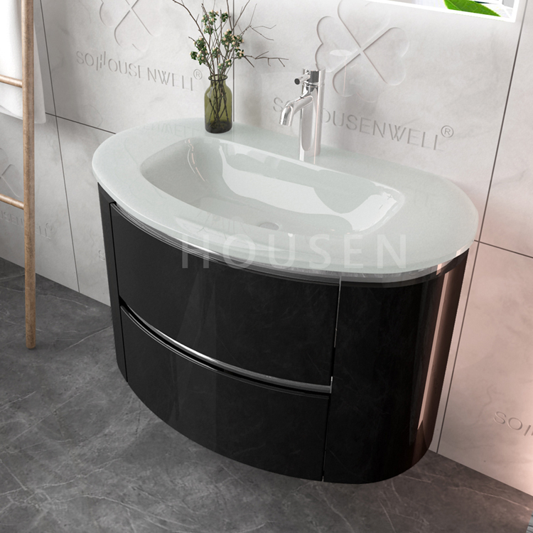 New Designed Wall Hung Bathroom Furniture Vanity PVC Cabinet with LED Mirror