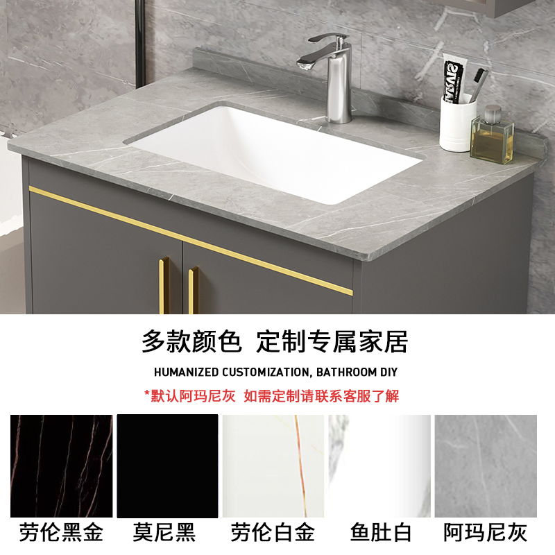 Modern Superior Quality Simple Style Bathroom Wooden Cabinet with Basin and Mirror Ceramic or Salate Countertop