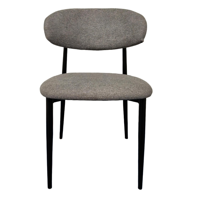2025 New Model Hot Sale Nordic Comfortable Winged Back Metal Legs Grey Fabric Dining Chairs