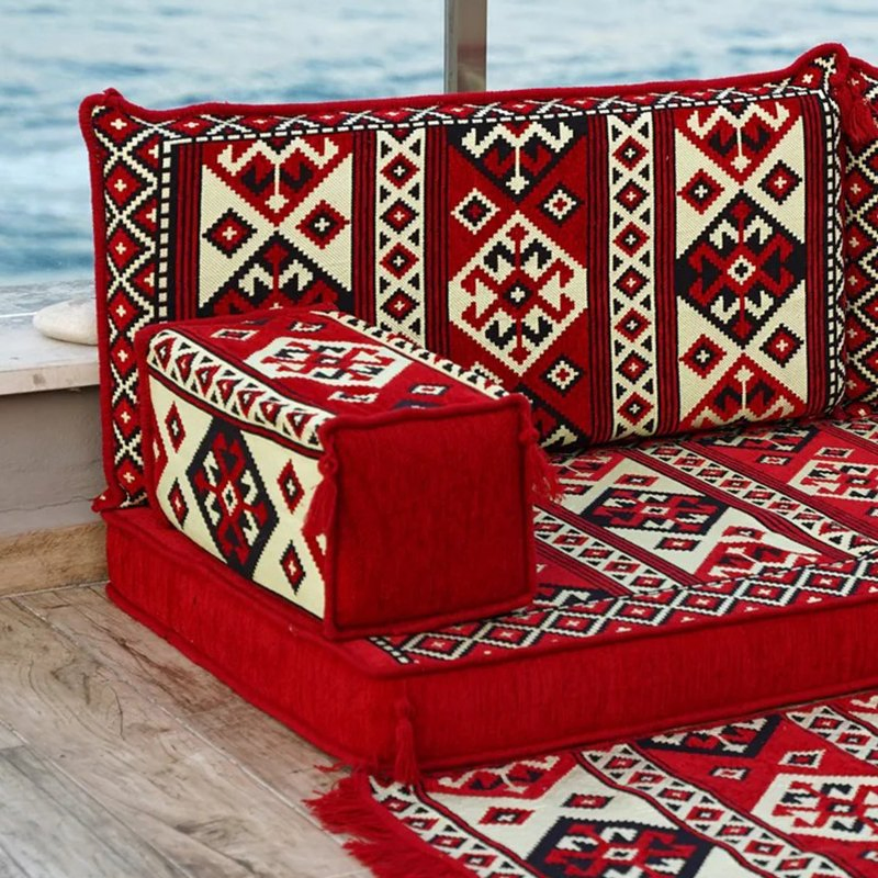Living Room Furniture Arabic Majlis Stylish Fabric Floor Seating Sofa Single Loveseat Set