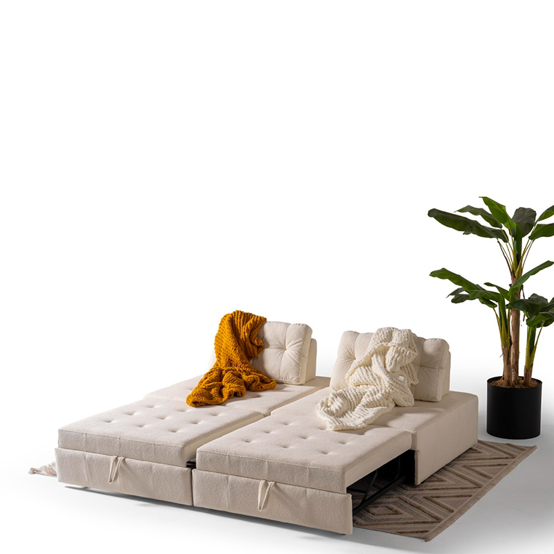 Italian Modern Luxury Apartment Living Room Sectional Square Convertible Fabric Double Sofa Bed