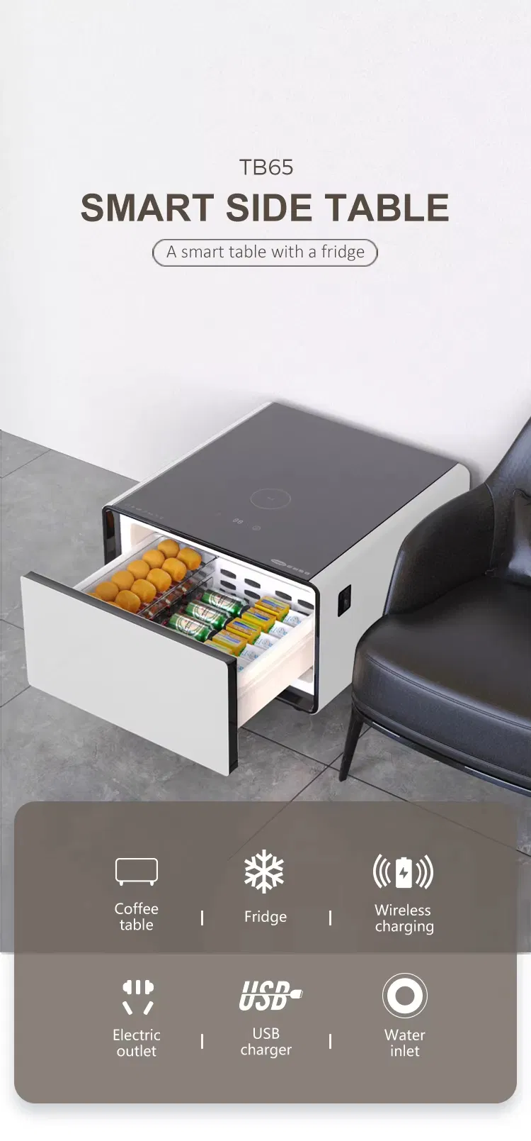Multifunctional Mini Fridge Coffee Table Smart Furniture for Office Living Room