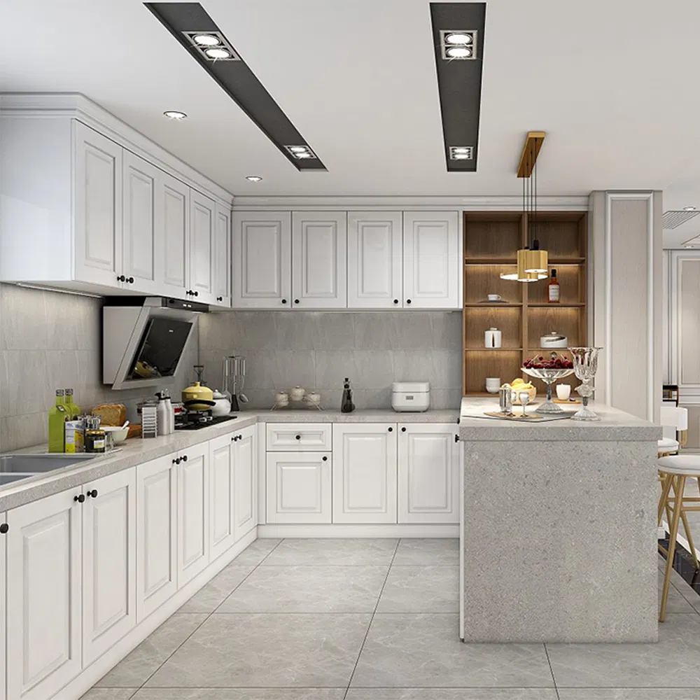 Foshan Factory Modern Design Modular Wooden Kitchen Cabinet Set Island Kitchen Furniture Custom Kitchen Cabinet Cupboard for Villa