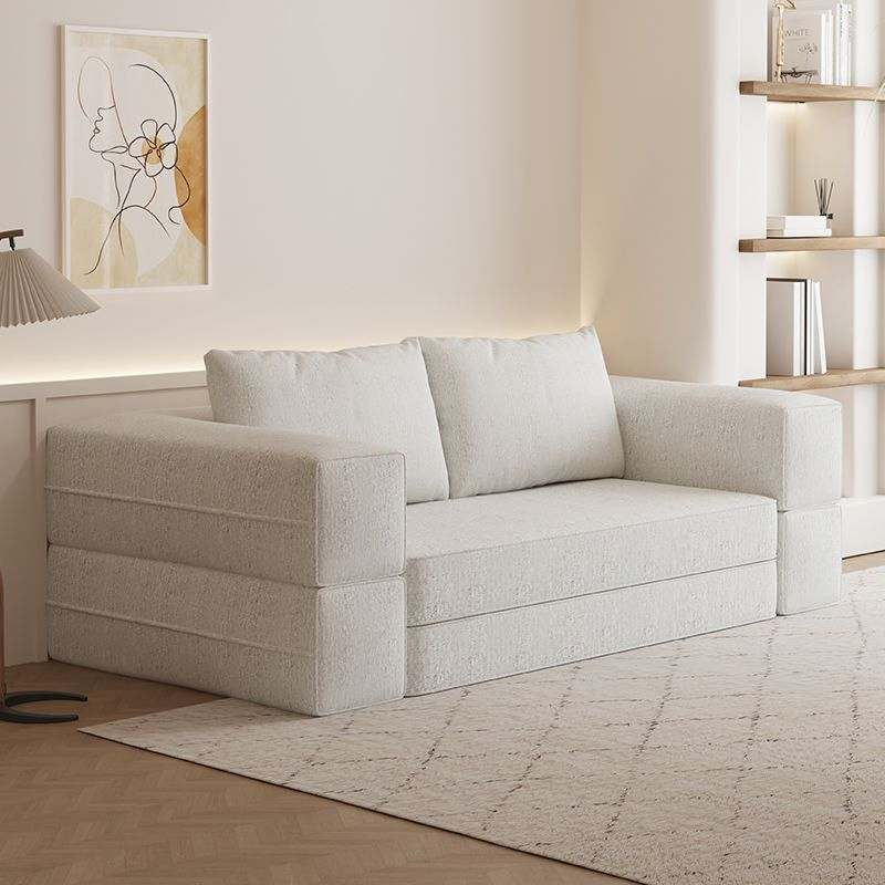 Orange Convertible Sofa Bed, Pull out Loveseat Sleeper Sofa, 2 in 1 Folding Compressed Sofa Couch Bed