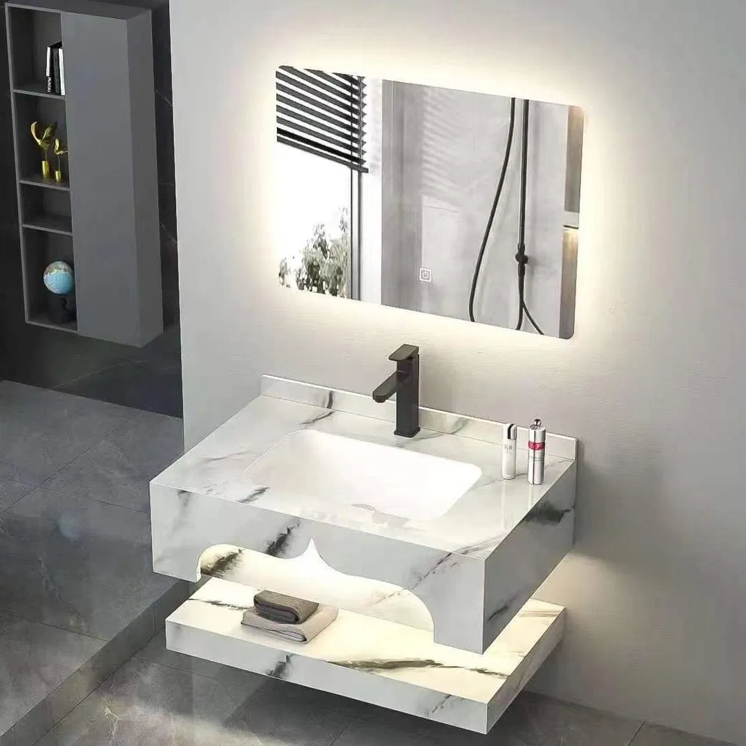 RO-311-120 Modern Slab Sanitary Ware Bathroom Furniture Marble Material Cabinet