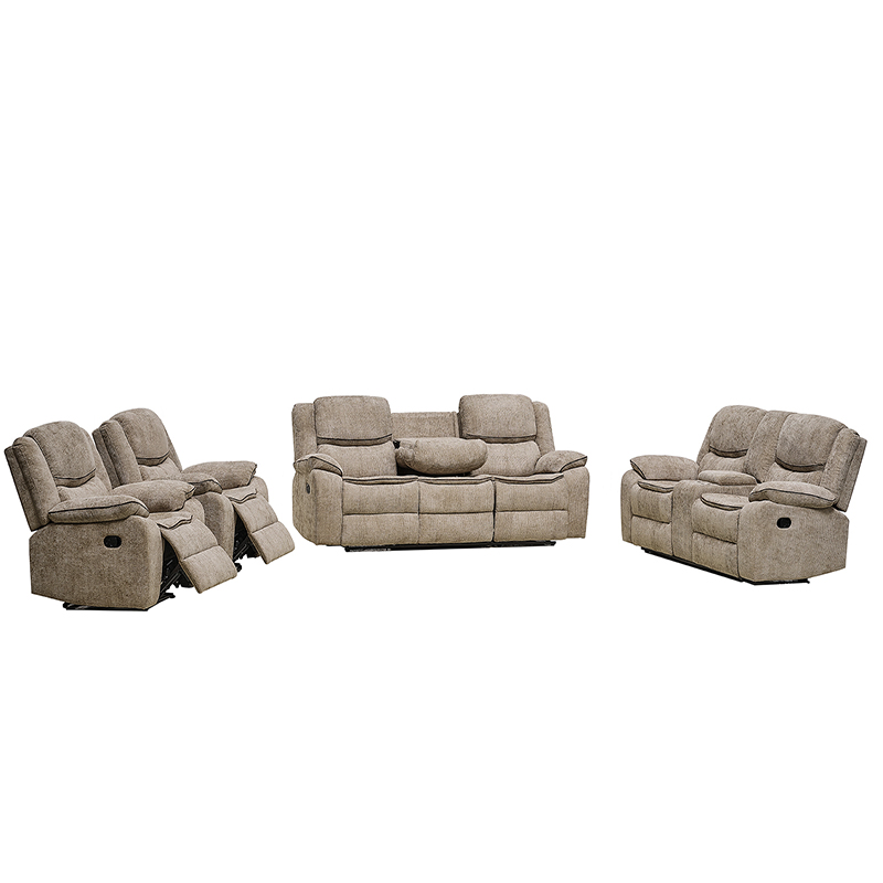 Modern Recliner Sofa Set with Dropdown Table and Stylish Cupholders