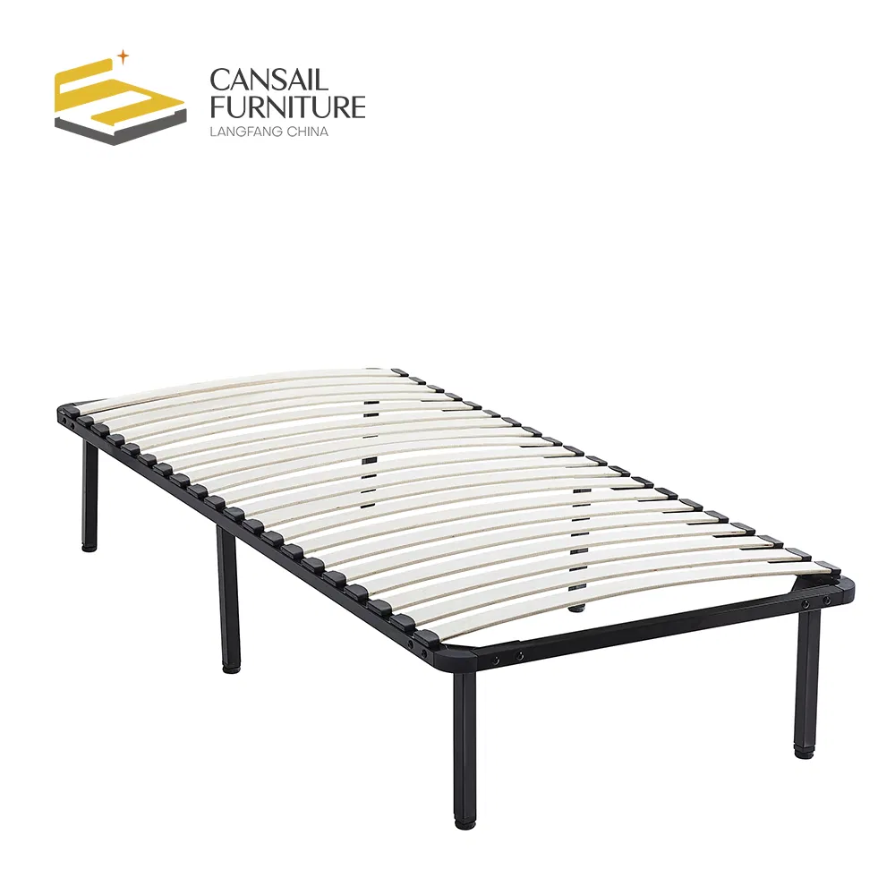 Morden Style Factory Price Iron Bed Wood Slats Grey Iron Customized Metal Bed Frame