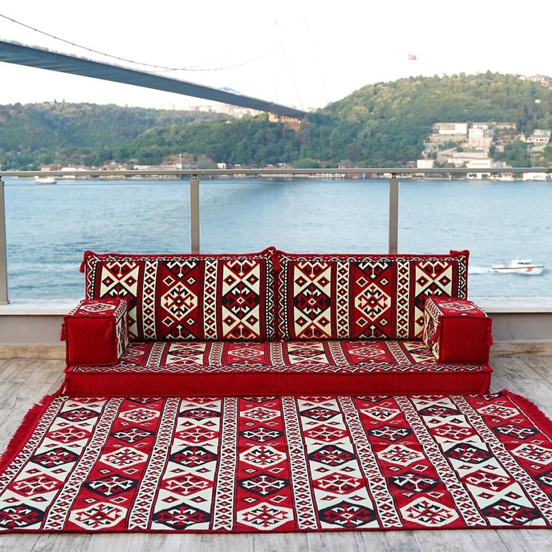 Living Room Furniture Arabic Majlis Stylish Fabric Floor Seating Sofa Single Loveseat Set