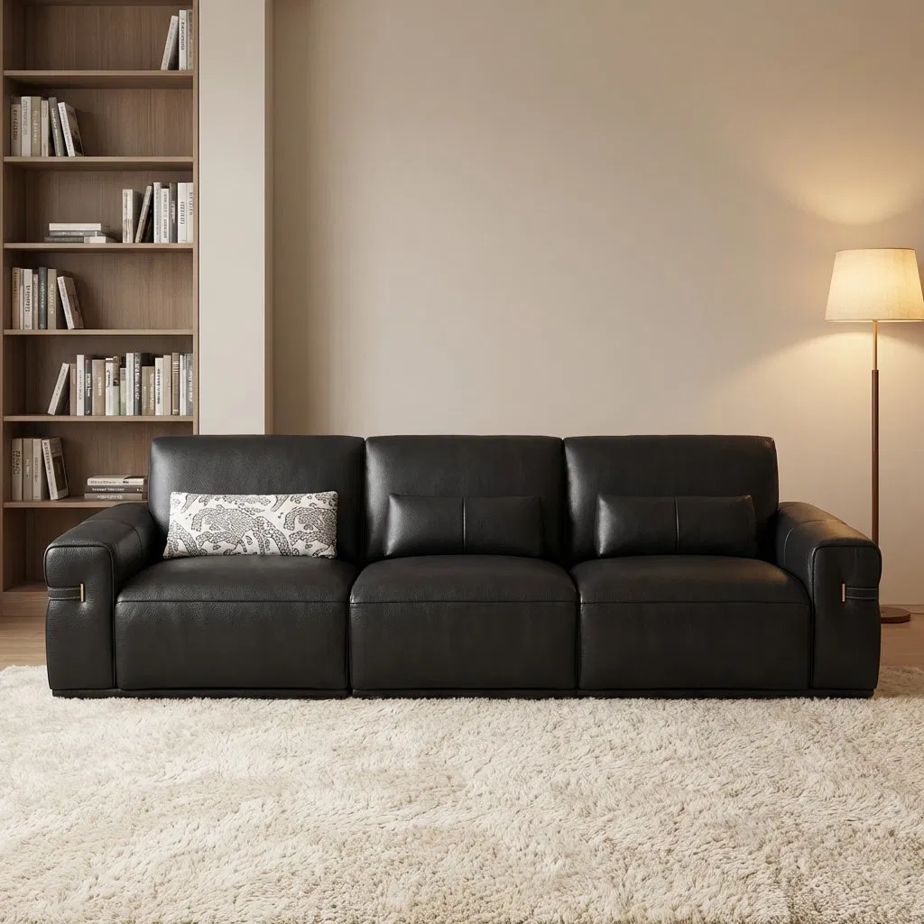 3 Seater Luxury Genuine Leather Power Recliner Sofa Modern Electric Reclining Lounge Sofa High-End Home Living Room Furniture