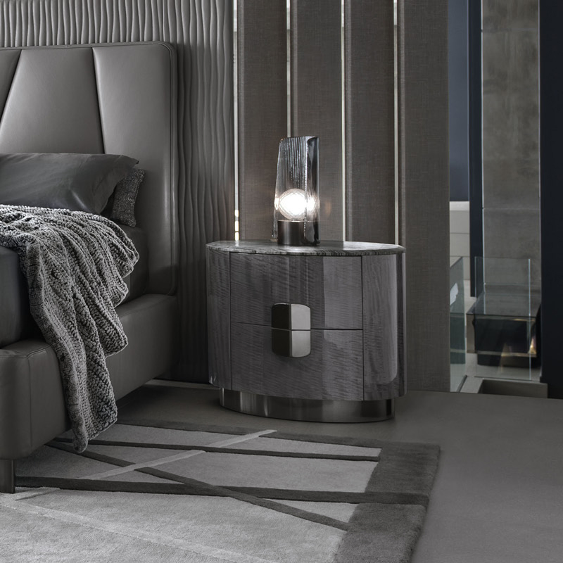 Italian Luxury Modern Minimalist Bedroom Furniture Round Nightstand with Marble Top for Home