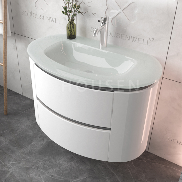 New Designed Wall Hung Bathroom Furniture Vanity PVC Cabinet with LED Mirror