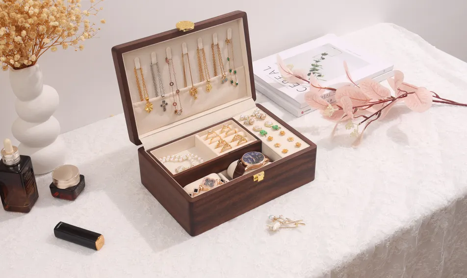 Solid Wood Jewelry Box with Brass Lock