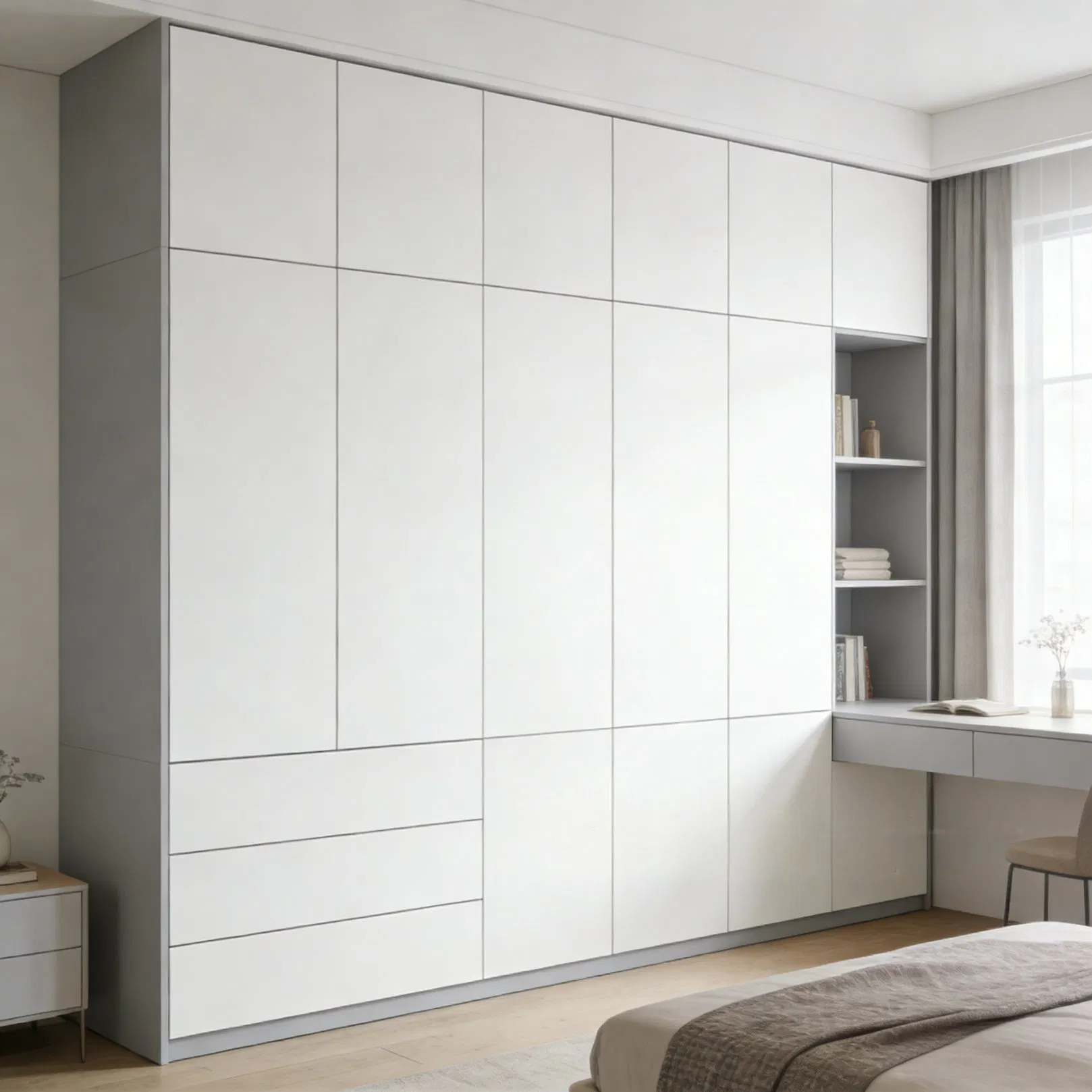 Custom Size and Color OEM Furniture with Swing Door Wardrobe for Bedroom