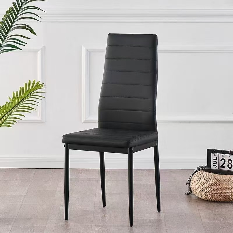 Stylish Modern Leather Dining Chair with Durable Metal Frame