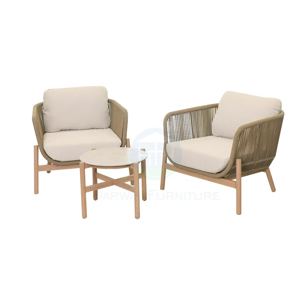 Leisure Luxury Rope Single Sofa Set Couch Outdoor Furniture with Foshan Factory Price