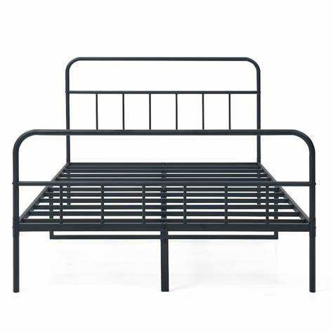 Customized Black Minimalist Steel Ribs Queen Double Size Strong Metal Bed Frame Load Capacity