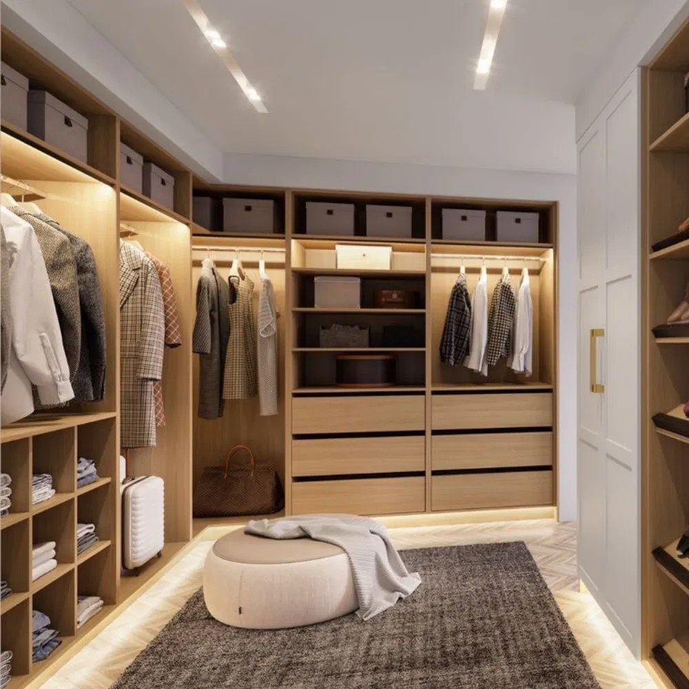 Foshan Modern Wholesale Bedroom Wood Wooden Home House Furniture Cabinet Wardrobe WIC Walk-in Closet