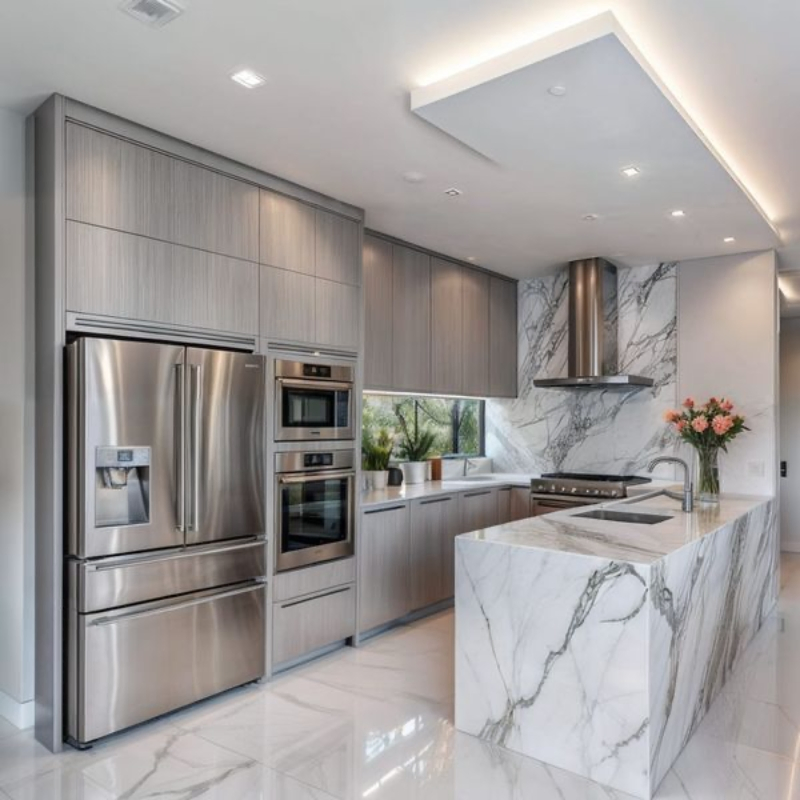 Custom Modern Kitchen Cabinet High Gloss Lacquer Kitchen Cabinet Modular Kitchen Cabinet with Island Solid Wood Kitchen Cabinet