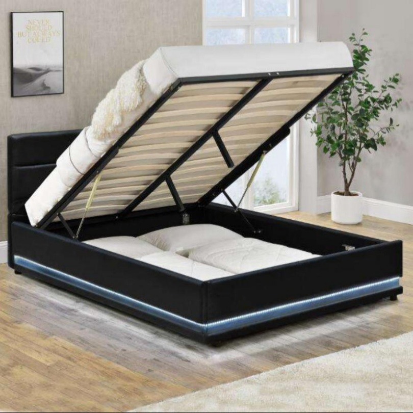 Knock-Down King Size Metal Bed Frame Easy Assembly Single /Double/Queen/Ottoman Bed Frame Strong Gas Lifting Bed Platframe with Storage Space