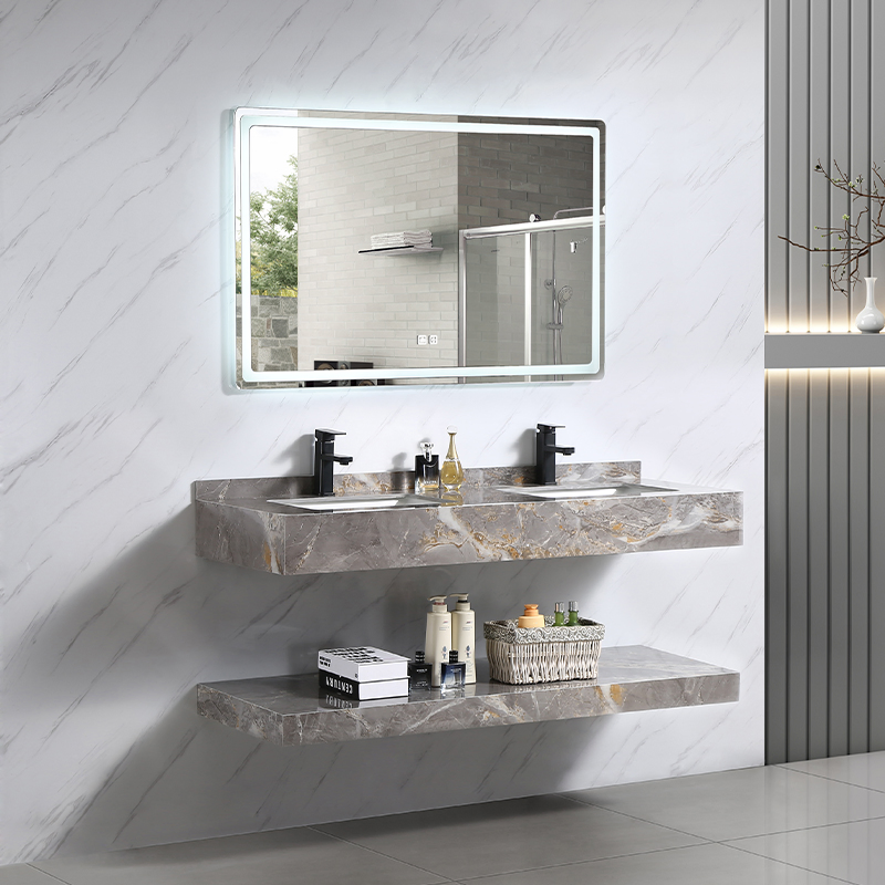 1500mm Modern Luxury Double Sink Floating Cabinet Wall Mount Bathroom Vanity with Sink 2509A-150-2