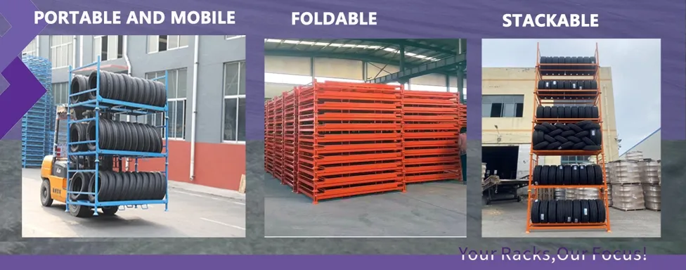 Portable Foldable Movable Stackable Storage Tire Rack