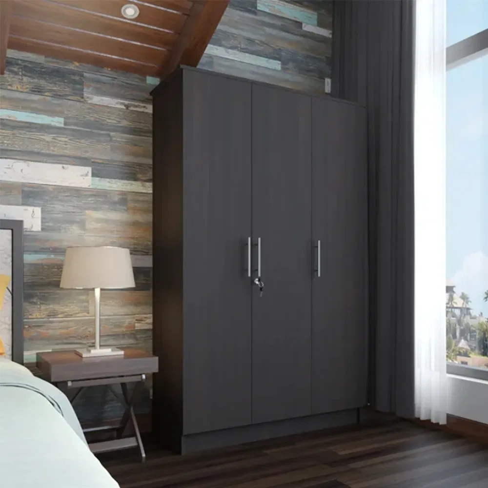 Wholesale Wooden Bedroom Furniture 3 Doors Large Locker Flat Pack Clothes Wardrobe