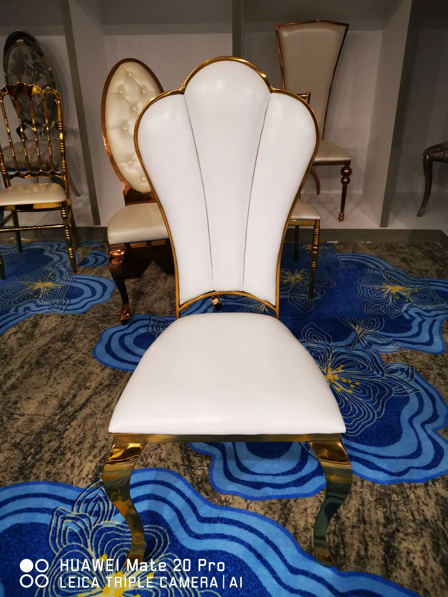 Modern Chinese Hotel Furniture Highback Rose Gold Outdoor Dining Banquet Tiffany Chiavari Dining Restaurant Event Metal Stainless Steel Wedding Chair