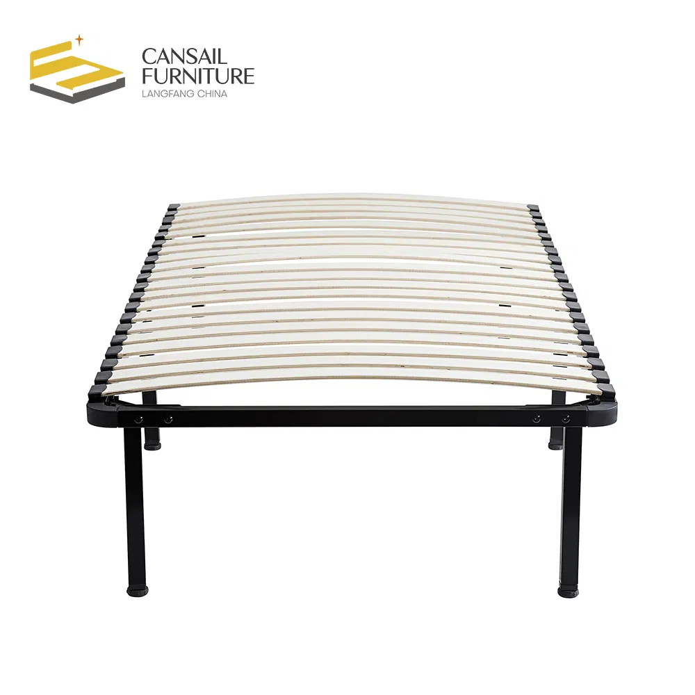 Morden Style Factory Price Iron Bed Wood Slats Grey Iron Customized Metal Bed Frame