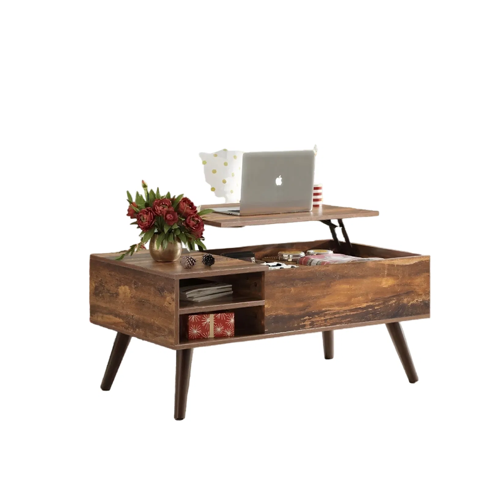 Modern Lifting Platform Coffee Table with Hidden Compartments