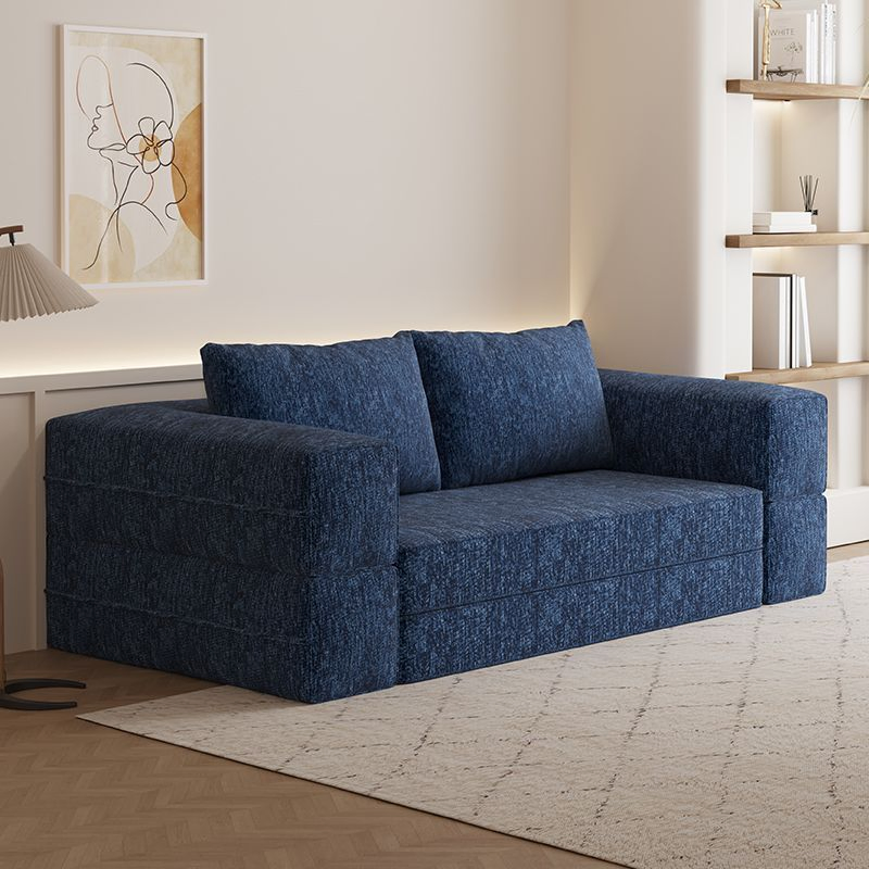 Orange Convertible Sofa Bed, Pull out Loveseat Sleeper Sofa, 2 in 1 Folding Compressed Sofa Couch Bed