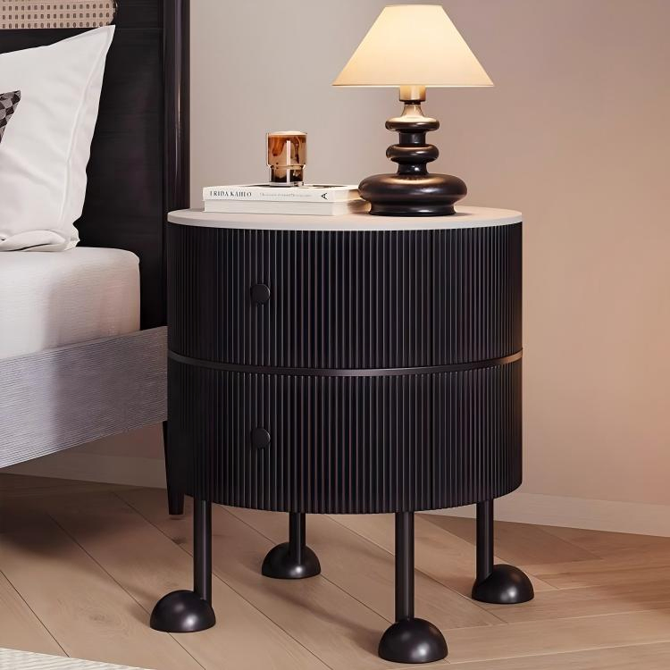 French Light Luxury Round Beside Table Household Nightstand