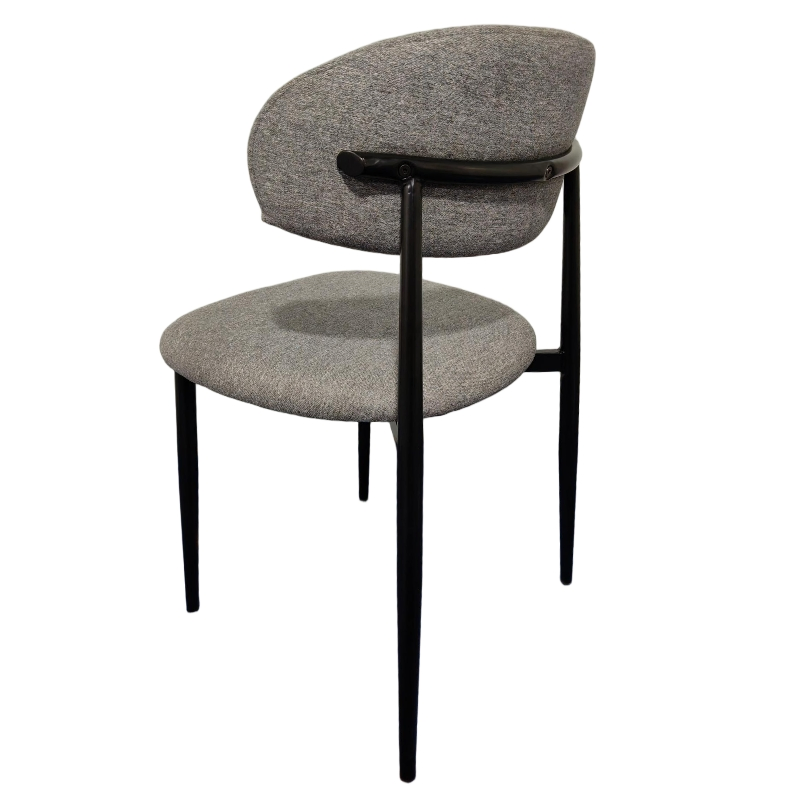 2025 New Model Hot Sale Nordic Comfortable Winged Back Metal Legs Grey Fabric Dining Chairs