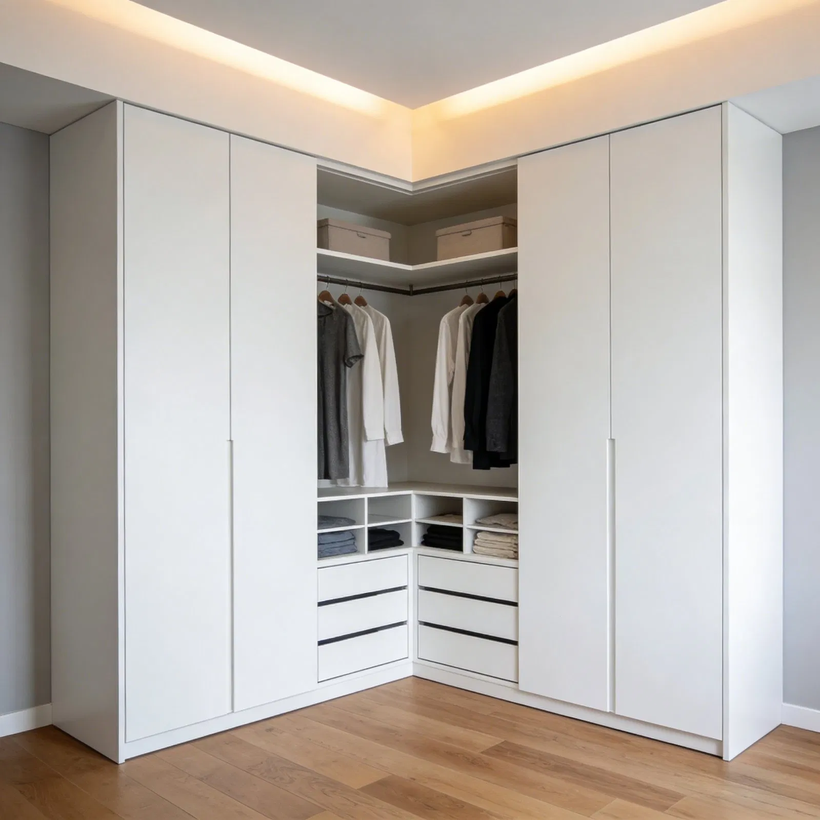 Custom Size and Color OEM Furniture with Swing Door Wardrobe for Bedroom