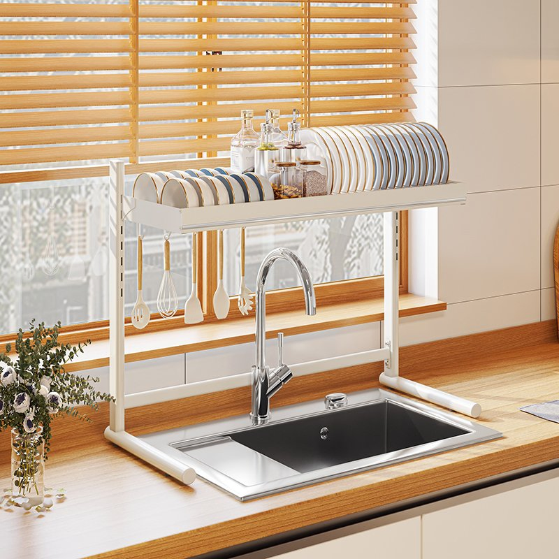 Mingling 201 Stainless Steel Heavy-Duty Single Tier Kitchen Dish Shelf Over-Sink Storage Rack