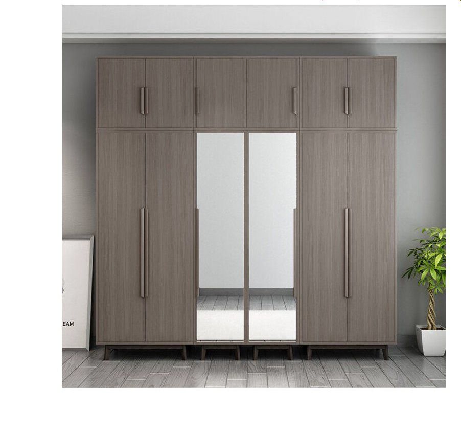 Classic Wooden Bedroom Clothing Cabinets Locker Closet Wardrobe with Mirror