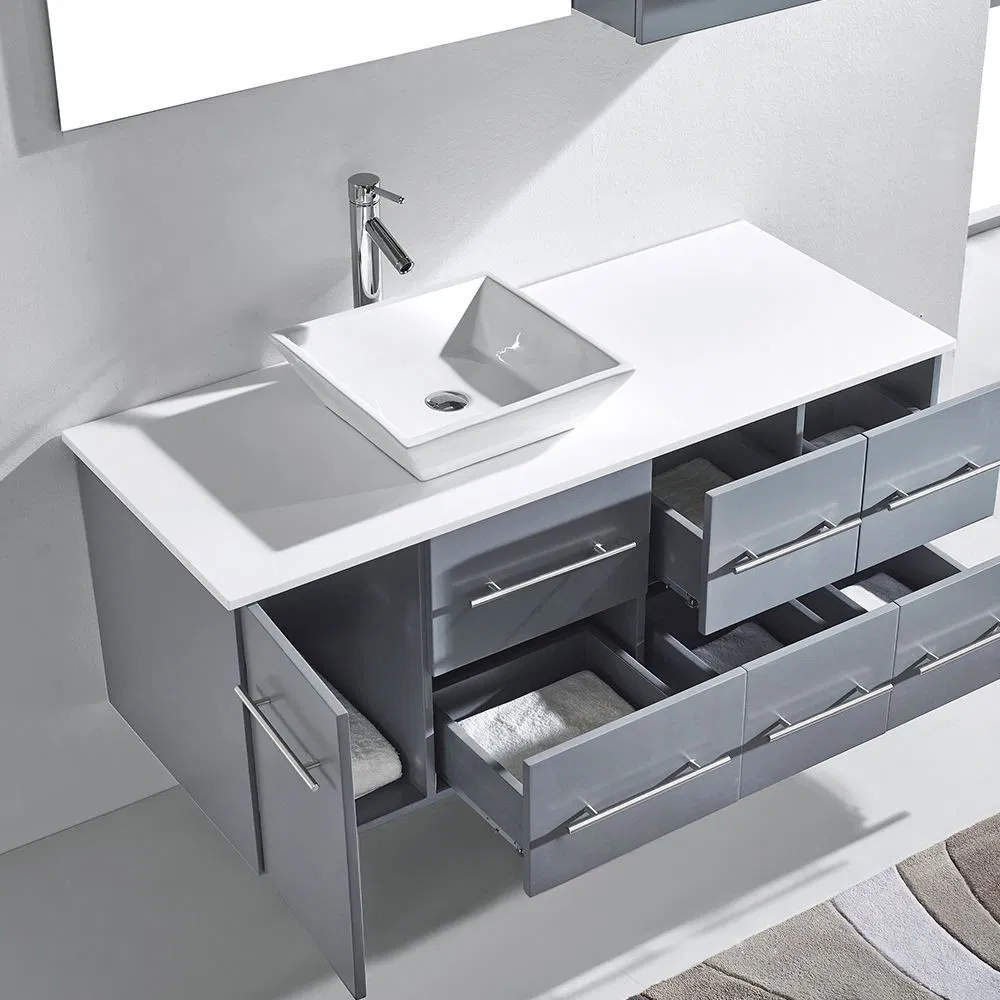 Aqua Gallery Modern Bathroom Furniture Single Sink Solid Wood Bathroom Wall Mounted Vanity with Medicine Cabinet