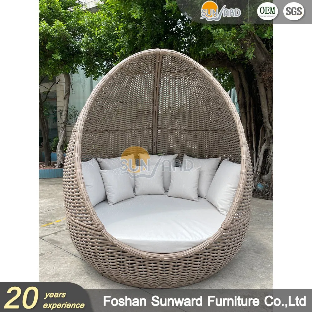 Modern Design Garden Patio Rattan Sunbed Outdoor Leisure Sofa Bed Bird Nest Daybed