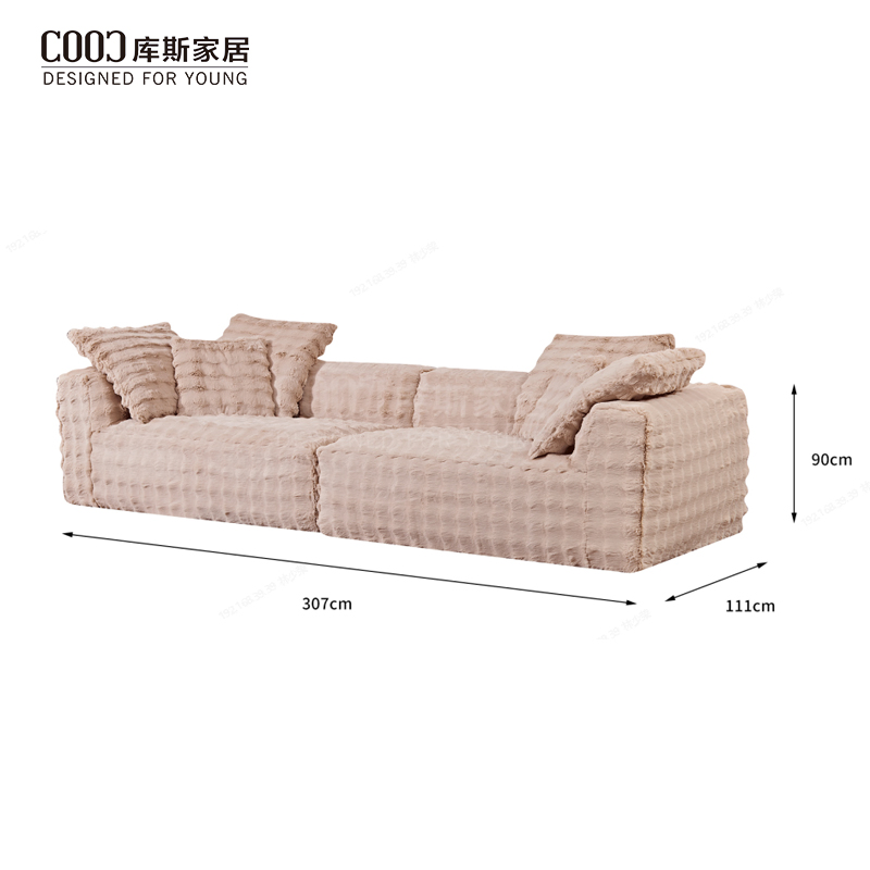 Wholesale High Quality Faux Rabbit Fur Vacuum Sealed Couch Furniture Modern 3 Seater Sectional Foam Compressed Sofa Set