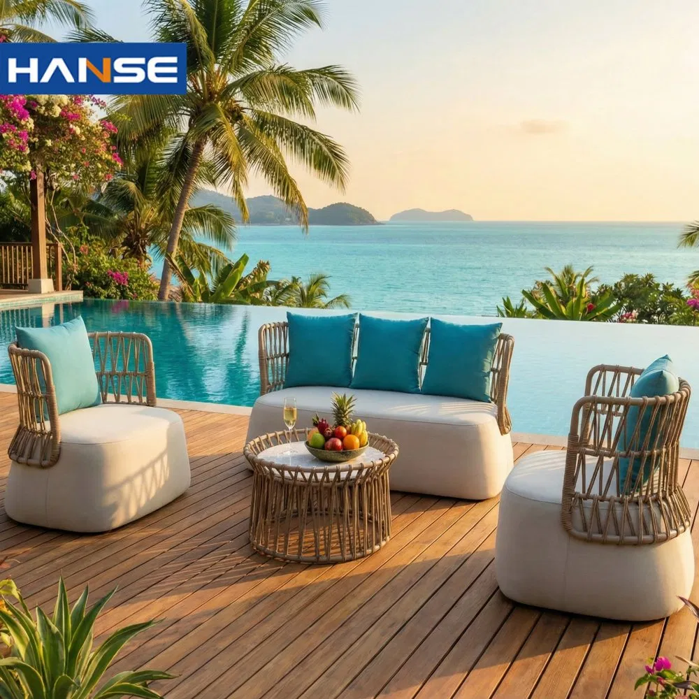 Outdoor Patio Garden Metal Furniture Aluminum 4PC Rattan Sofa Set Garden Sofa