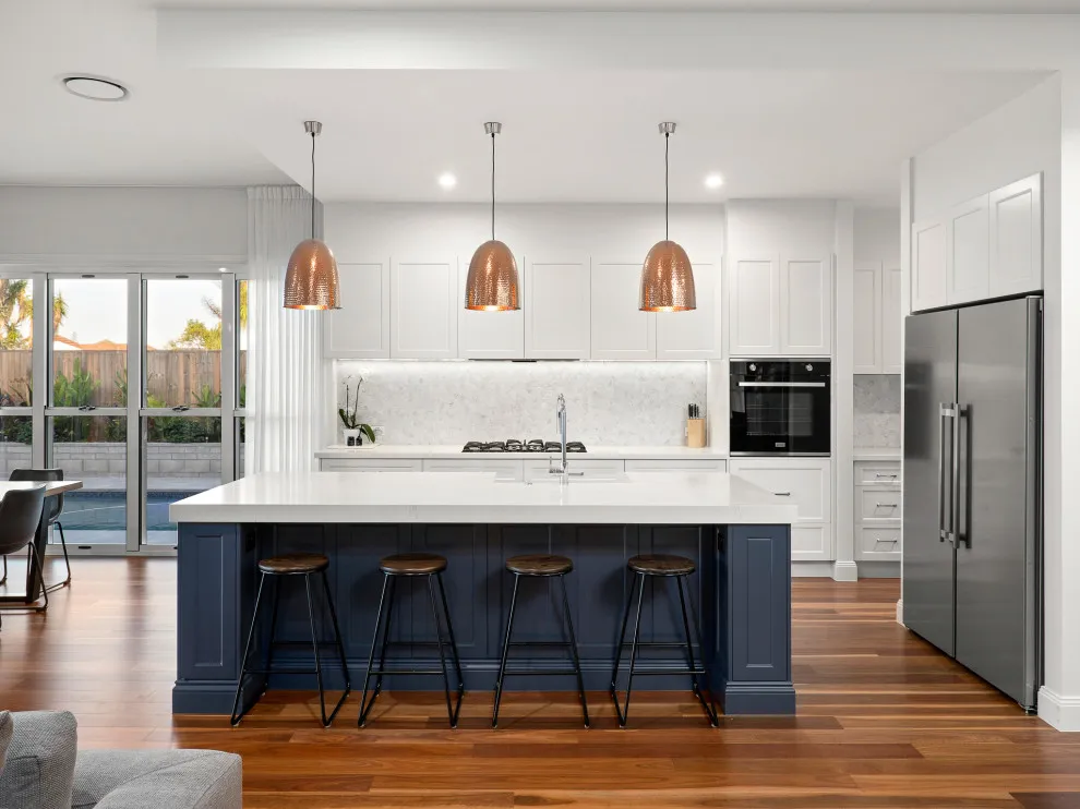 Durable Popular Lacquer Blue and White Kitchen Island