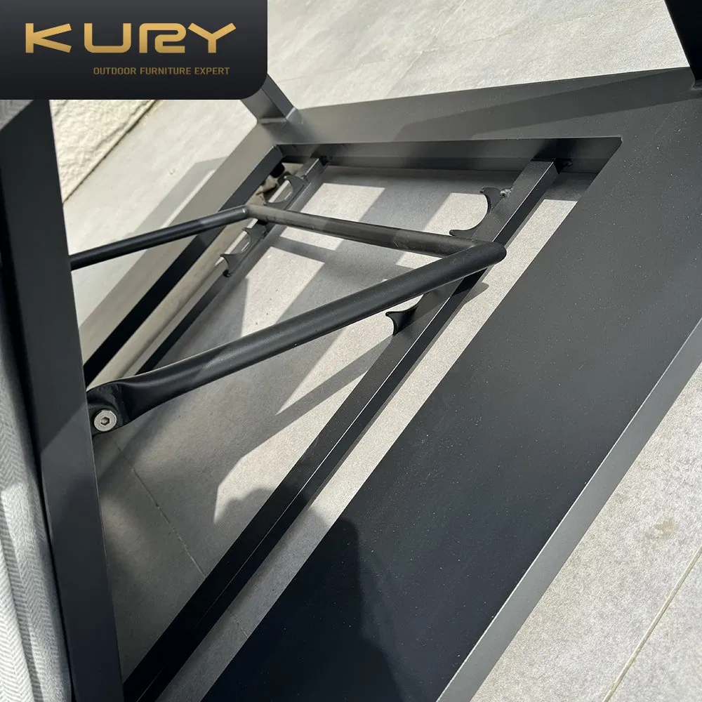 Modern Luxury Aluminum Furniture Sun Lounger Outdoor Home Patio Chaise Lounge Black Metal Sun Beds Beach Lounger