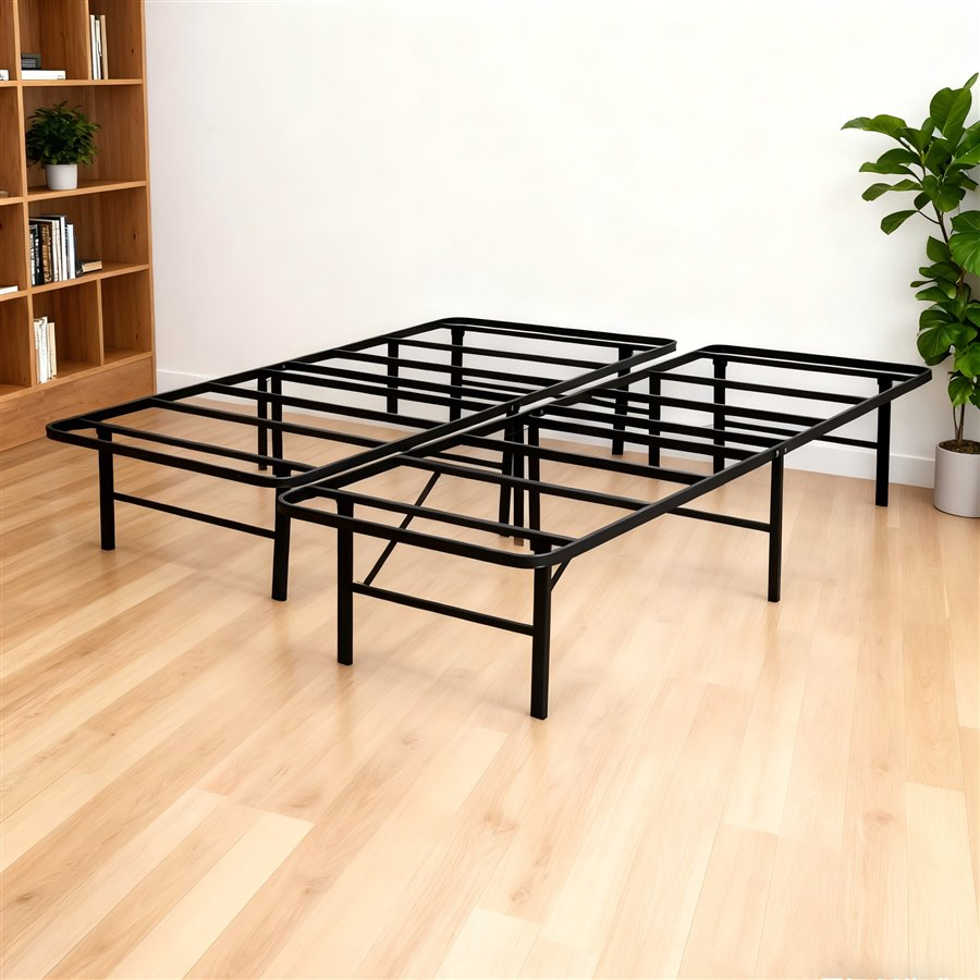Sturdy Easy Assembly Folding Metal Bed Frame for Home and Hospitality Use