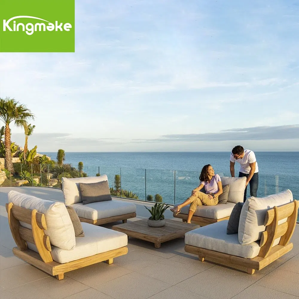 Modern Waterproof Teak Wood Outdoor Furniture Balcony Garden Patio Hotel Sectional Sofa