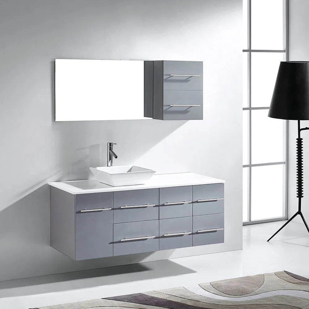 Aqua Gallery Modern Bathroom Furniture Single Sink Solid Wood Bathroom Wall Mounted Vanity with Medicine Cabinet