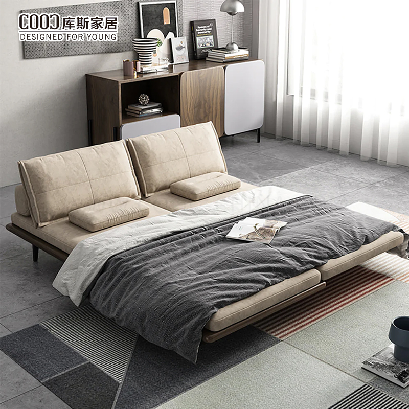 Wooden Modern Living Room Furniture Convertible Futon Sofa Come Bed Pull out Folding Sleeper Sofa Bed