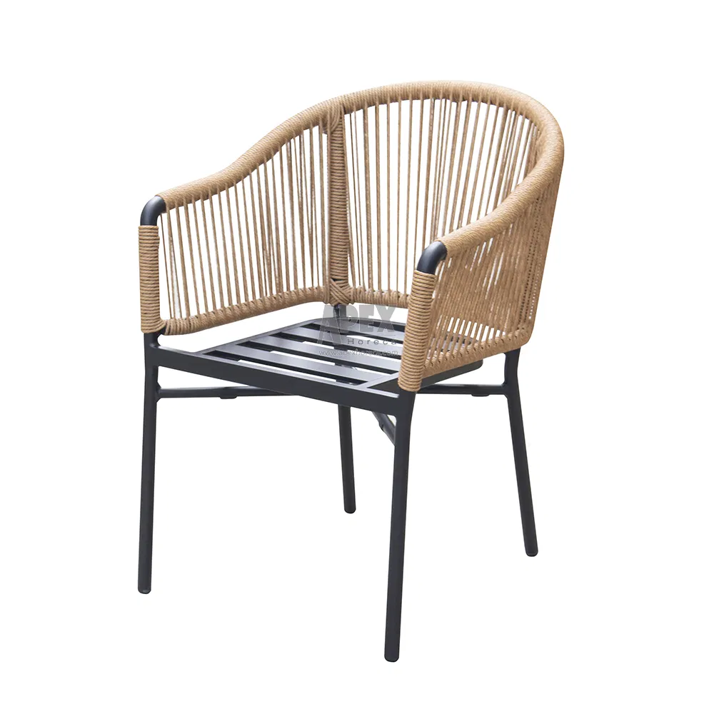 Rope Woven Outdoor Furniture Unique Garden Elegant Aluminum Waterproof Restaurant Chair