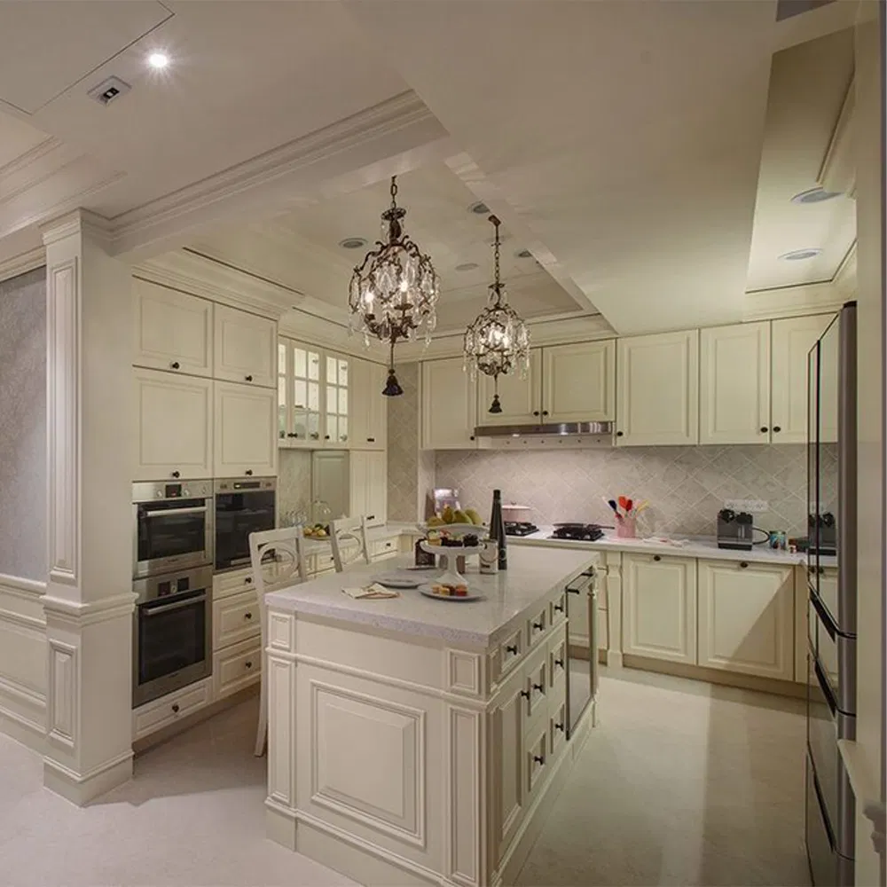 Foshan Factory Modern Design Modular Wooden Kitchen Cabinet Set Island Kitchen Furniture Custom Kitchen Cabinet Cupboard for Villa