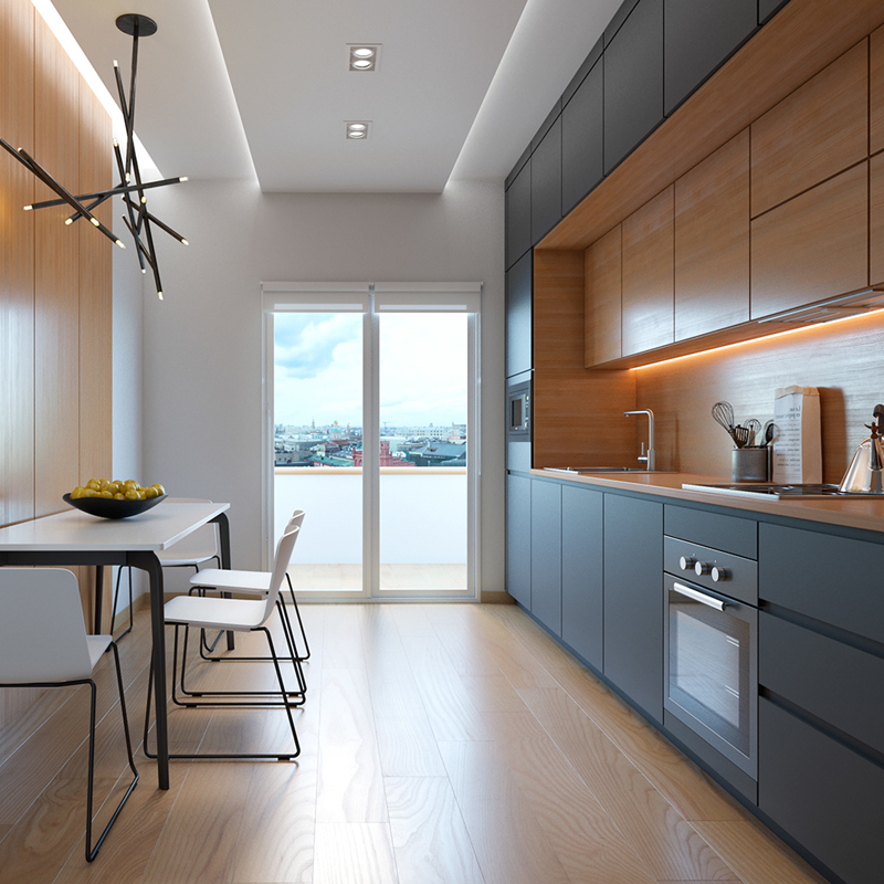 Linear Style George Standard Export Packing Kitchen Furniture Solid Wood Kitchen Cabinets